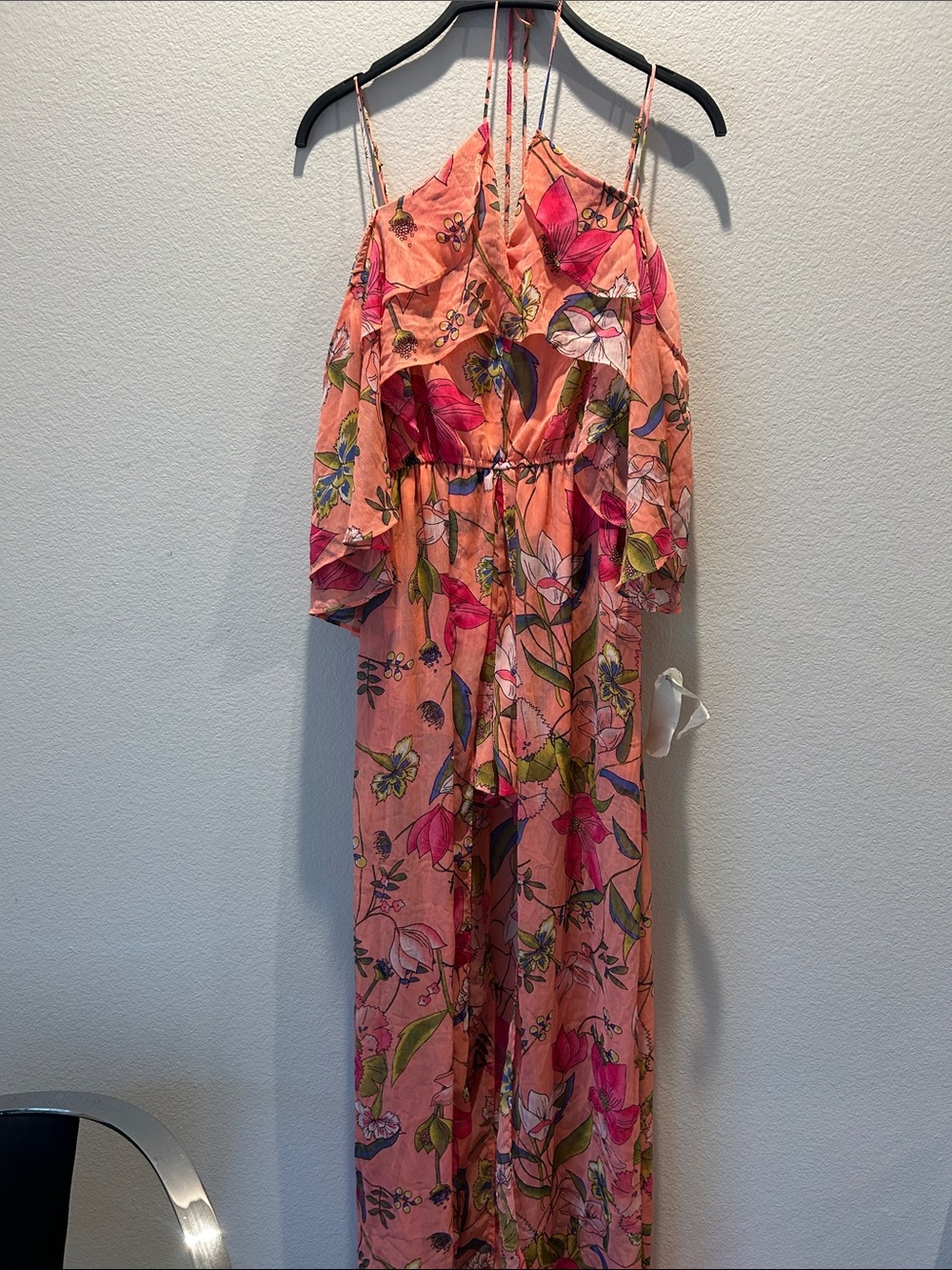 Gianni Bini Peach Floral Wide-Leg Jumpsuit